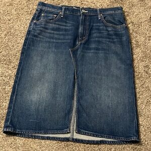 MOTHER Dark Blue Denim Midi Skirt with Front Slit size waist 29